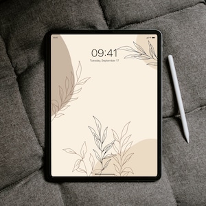 Floral Boho iPad Wallpaper Digital Download - Beige Aesthetic Wallpaper iPad - Shapes Wallpaper - Neutral iPad Background
