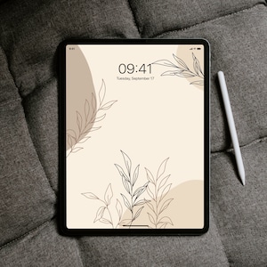 Florale Boho iPad Wallpaper Digital Download - Beige Ästhetische Tapete iPad - Formen Tapete - Neutraler iPad Hintergrund