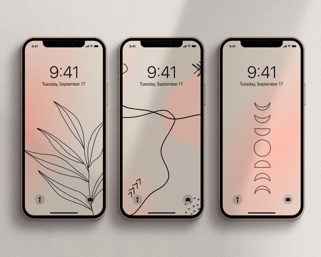3 Vintage Coral Boho iPhone Wallpaper Digital Download, Aesthetic