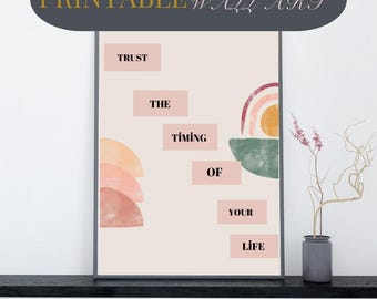 Confía en el momento de tu vida (imprimible) / Arte mural con cita inspiradora / Descarga digital minimalista / Póster motivacional moderno