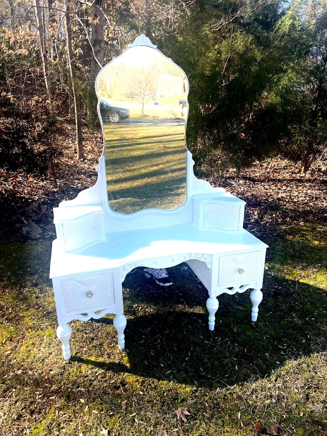 Sold/vintage White Vanity/resin Top/queen of Diamonds Vanity/sold Etsy