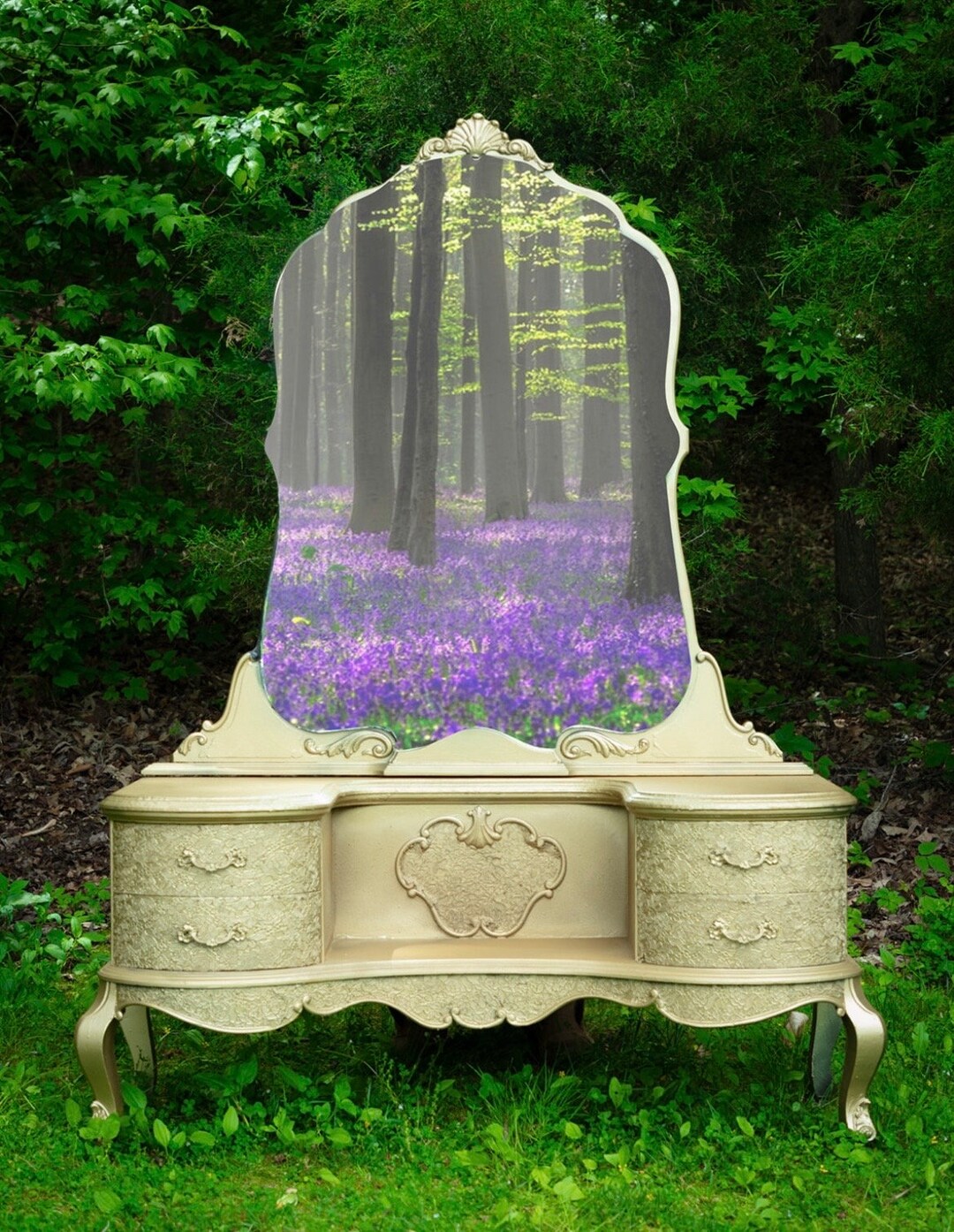 Vintage White Vanity/free SHIPPING Etsy