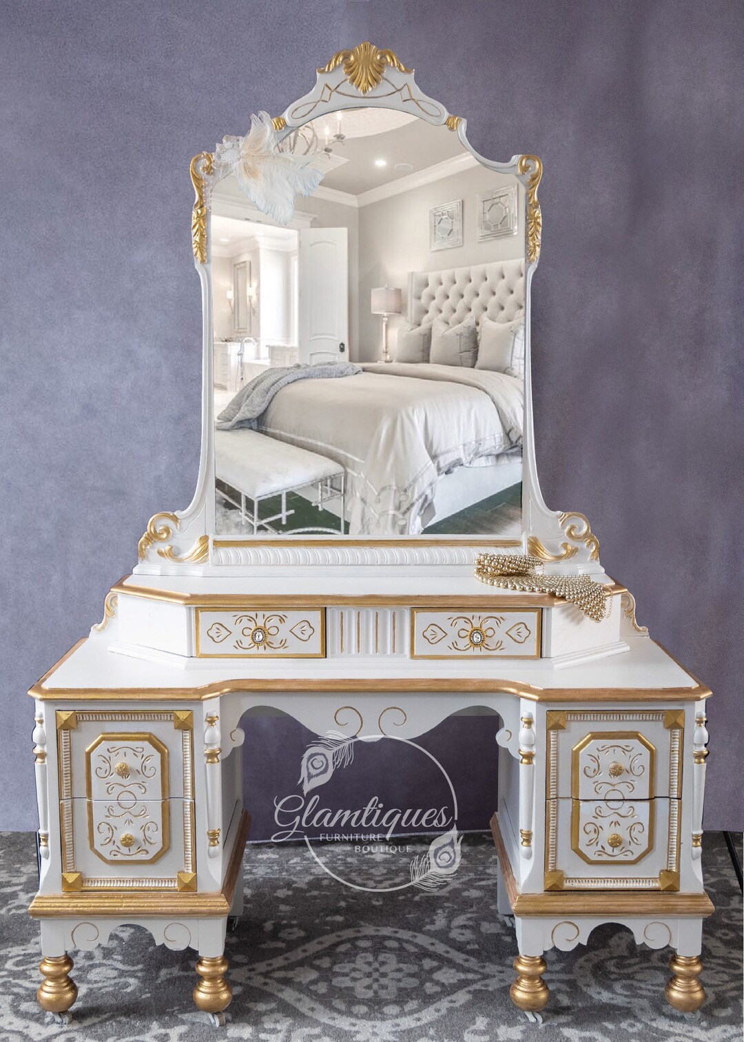 SOLD Vintage White Vanity/hollywood GLAM Etsy