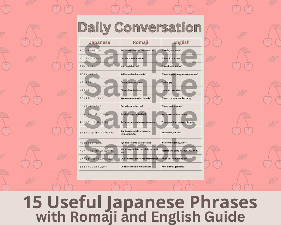 Japanese Conversation Cheat Sheet for Beginners - Etsy