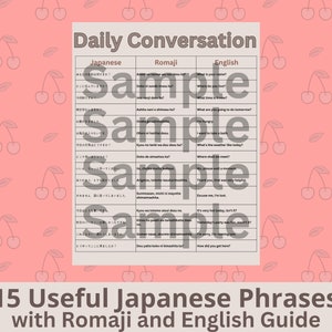 Japanese Conversation Cheat Sheet for Beginners - Etsy