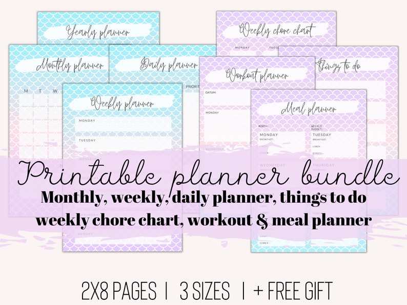 PLANNER BUNDLE: Printable Yearly, Monthly, Weekly, Daily Planner, to Do ...