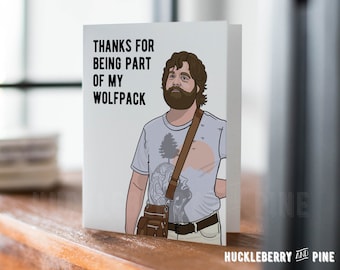 Funny Wolfpack Thank You Card, Friendship Card, Groomsman Card, Best Man Card, Movies Humor, Handmade Pop Culture Greeting Cards