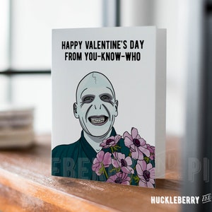 Funny Dark Wizard Valentine's Day Card, You-Know-Who Flowers, Funny Romantic Humor, Funny Friend Card, Handmade Cards