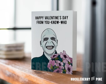Funny Dark Wizard Valentine's Day Card, You-Know-Who Flowers, Funny Romantic Humor, Funny Friend Card, Handmade Cards