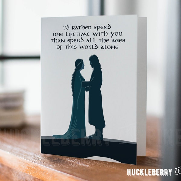 Aragorn and Arwen Anniversary Card, Lord of the Rings Card, Arwen and Aragorn Bridge, Share One Lifetime, Sweet Valentine Card