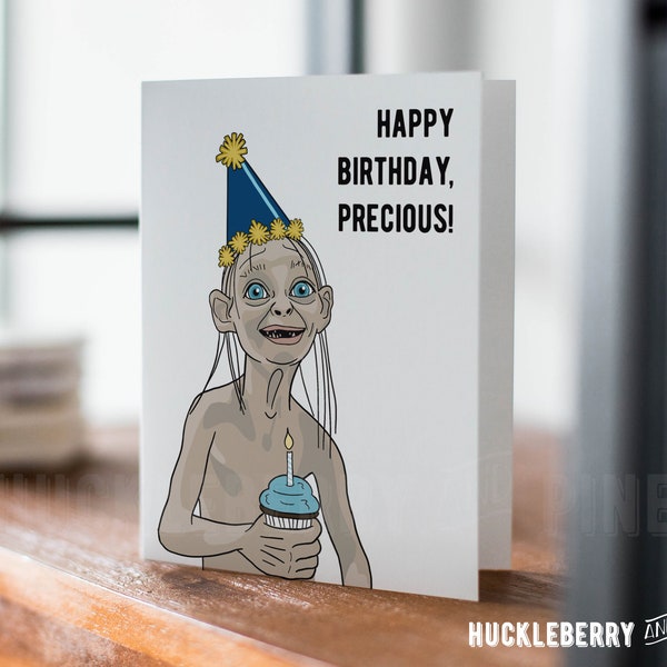 Gollum Precious Birthday Card, Gollum Greeting Card, Lord of the Rings Card, Funny Birthday Humor, Handmade Cards