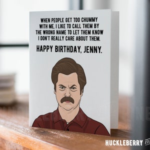 Funny Ron "Too Chummy, Wrong Name" (Jenny OR Steve) Birthday Card, Birthday Humor, Friend Humor, Handmade Pop Culture Greeting Card