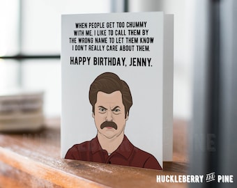 Funny Ron "Too Chummy, Wrong Name" (Jenny OR Steve) Birthday Card, Birthday Humor, Friend Humor, Handmade Pop Culture Greeting Card