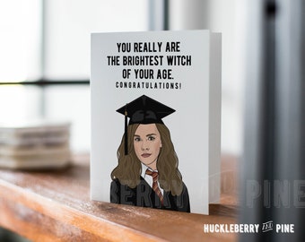 Brightest Witch Graduation Card, Wizard Graduation Card, Graduation Humor, Handmade Pop Culture Greeting Cards