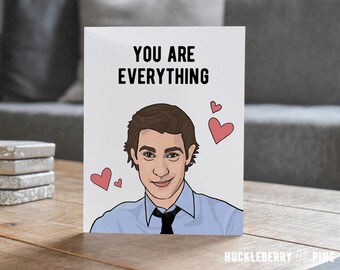 Jim and Pam Anniversary Card, The Office Greeting Card, You Are Everything, Love You Card, Funny Valentine Card