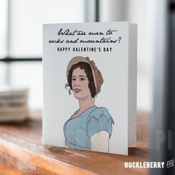 Elizabeth Bennett Galentine's Day Card, What Are Men to Rocks & Mountains? Pride and Prejudice, Jane Austen Greeting Card, Handmade Cards
