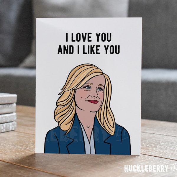 Funny Valentine's Day Card, Leslie Knope, Romantic Humor, Anniversary Card, Romantic Humor, Handmade Pop Culture Greeting Card