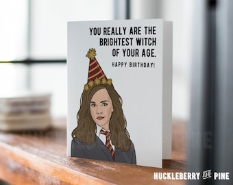 Brightest Witch Happy Birthday Card, Wizard Birthday Card, Funny Birthday Humor, Handmade Pop Culture Greeting Cards