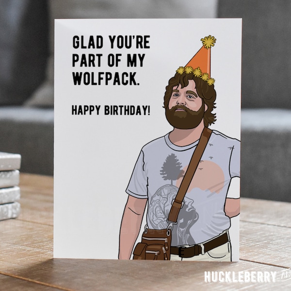 Wolfpack Birthday Card, Hangover, Friendship Card, Movie Humor, Handmade Pop Culture Greeting Cards