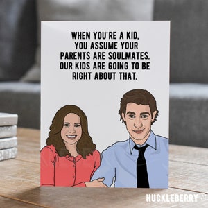 Jim and Pam "Soulmates" Card, Valentine's Card, Anniversary Card, Funny Love Card, Handmade Pop Culture Greeting Cards