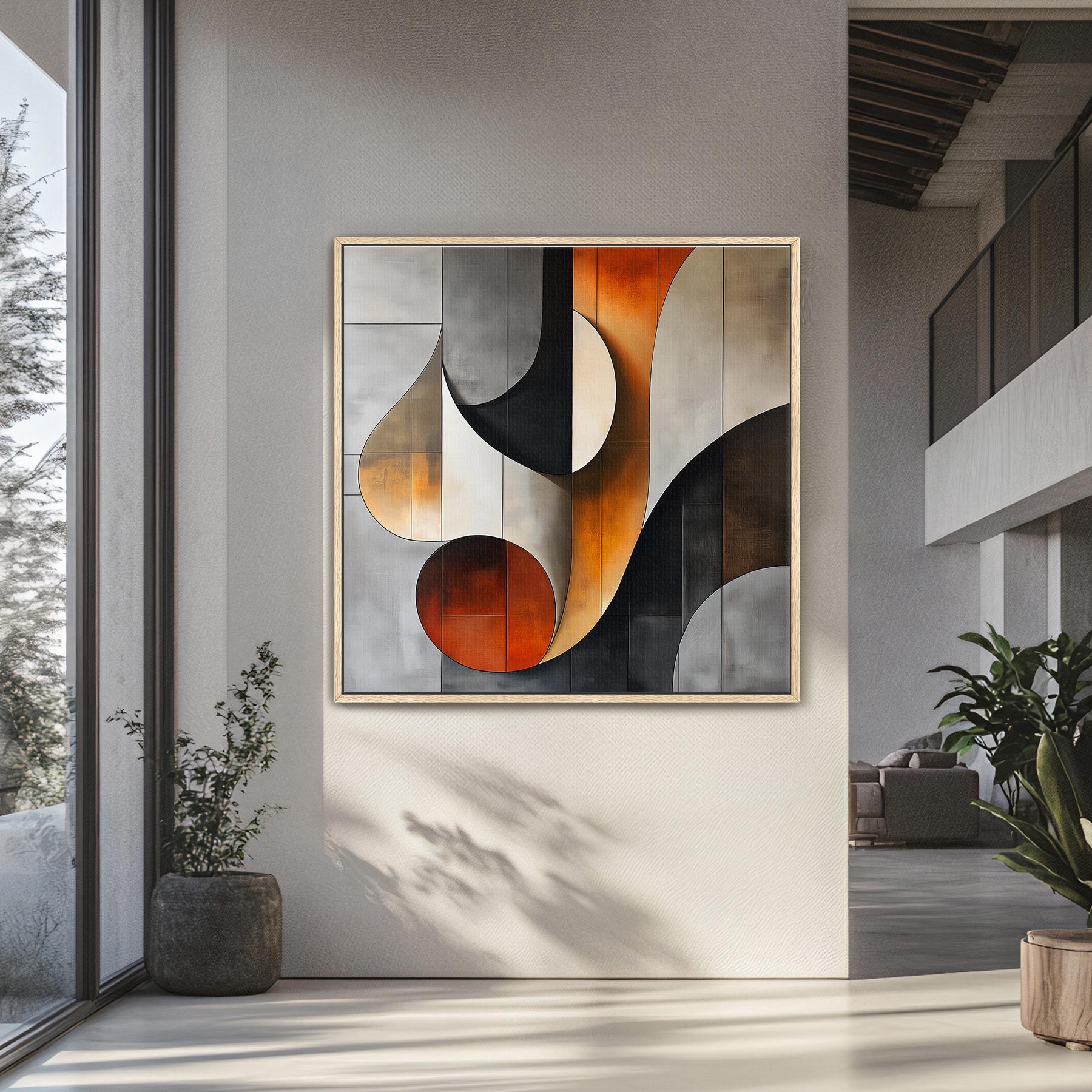 Geometric Abstract Canvas Print, Black Gray Orange, Modern Wall Art - Etsy