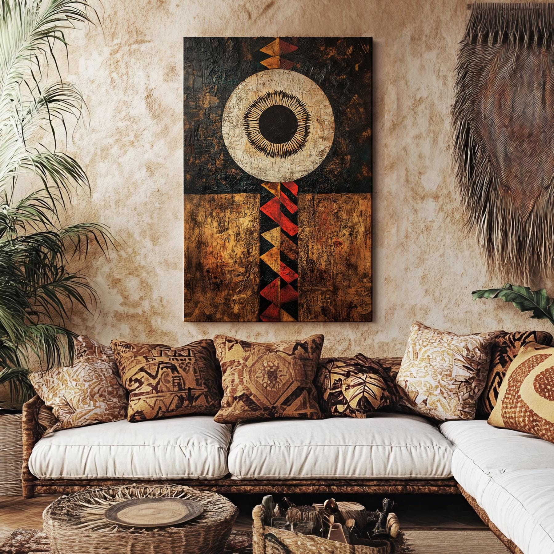 Canvas Print African Wall Art, Abstract Ethnic Home Decor, Modern