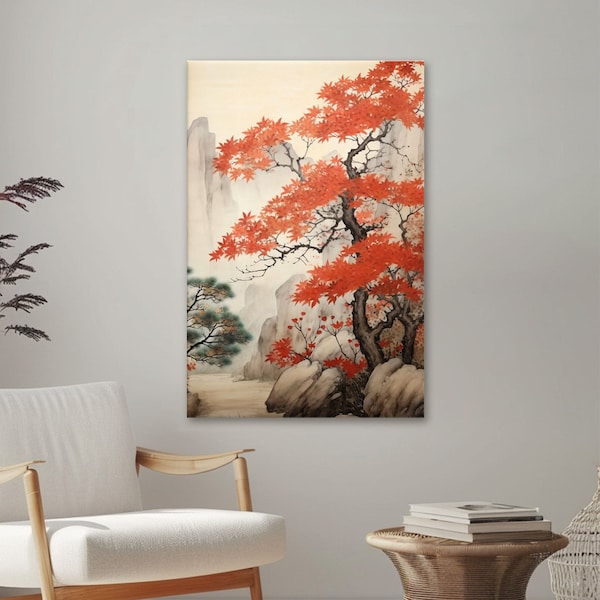Japanese Maple Tree Canvas Wall Art - Japandi Inspired Home Decor