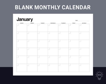 Printable 12 Month Calendar - Etsy