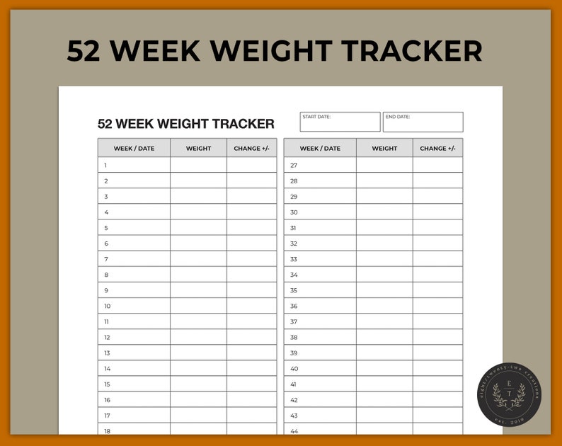 52 Week Weight Loss Tracker for Busy People Track Your Progress Anytime ...