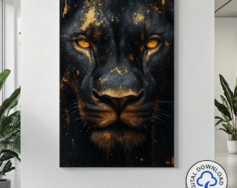 Lion Wall Art, Printable Artwork, Digital Print Download, Home and Office Decoration