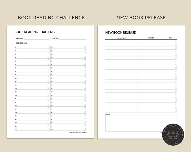Reading Journal Printable PDF for Book Readers, Book Reading Planner - Etsy