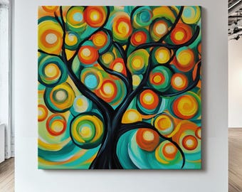 Art mural abstrait arbre de vie, impression giclée sur toile, oeuvre d'art de décoration d'intérieur