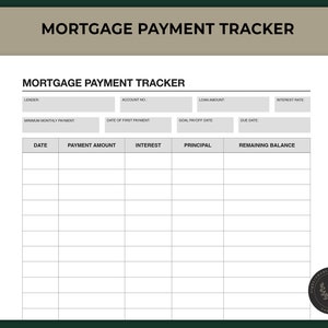 Printable Mortgage Payment Tracker Mortgage Payoff Log - Etsy