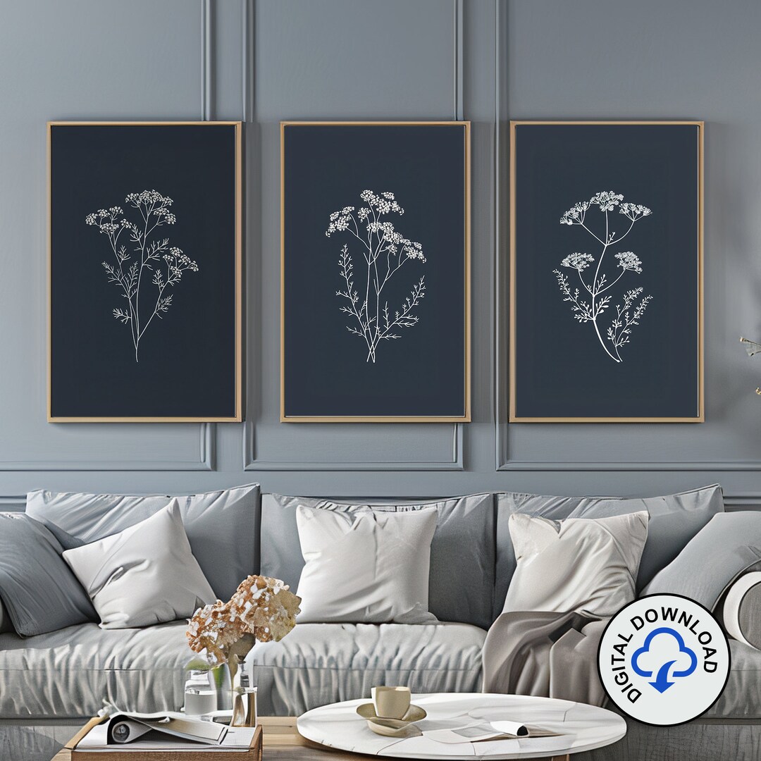 Botanical Wall Art 3 Piece Set Printable Digital Download, Minimalist ...