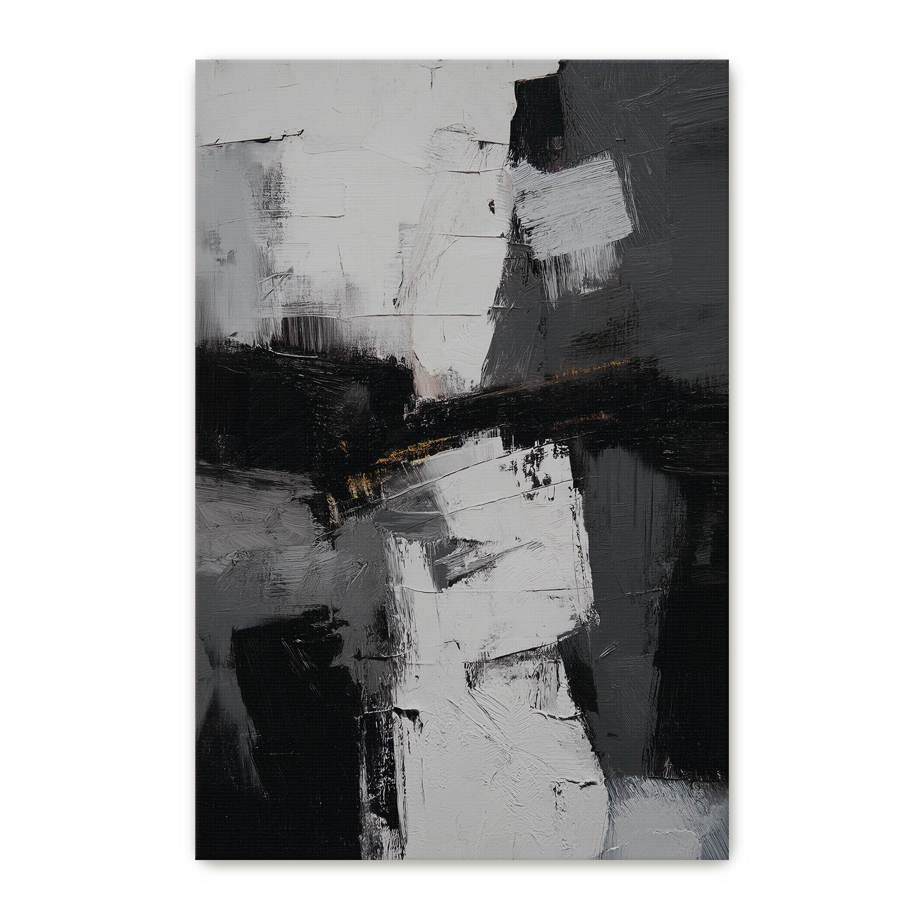 Abstract Expressionist Wall Art, Textured Black White Gray Painting ...