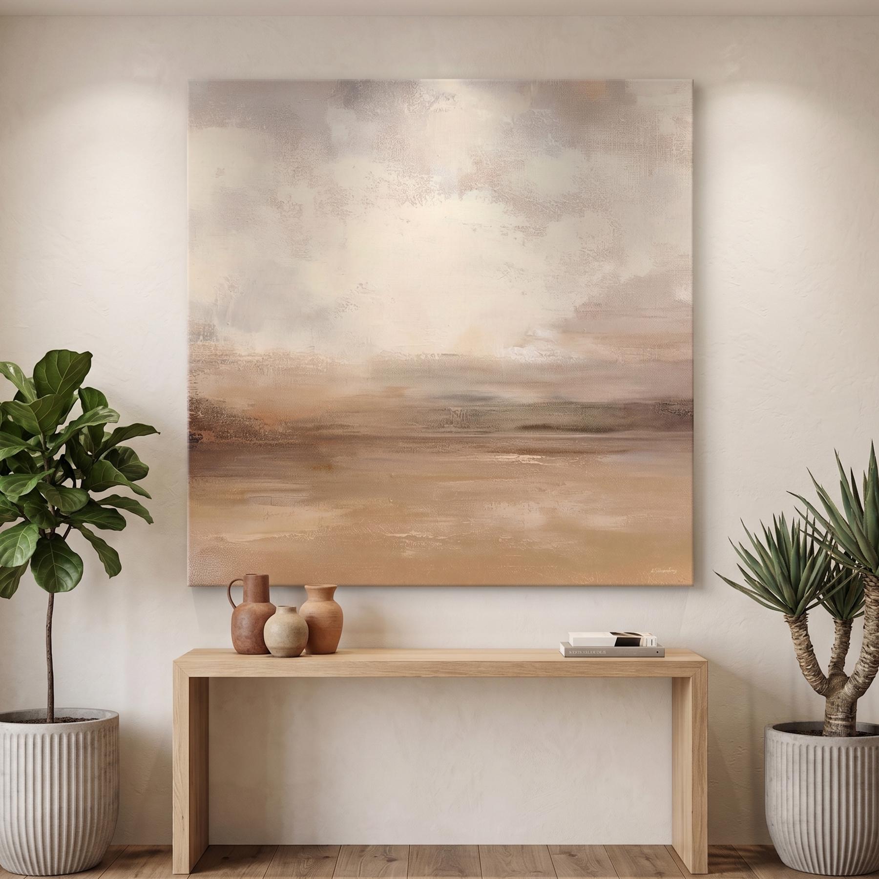 Neutral Abstract Landscape Canvas Print, Minimalist Modern Wall Art ...