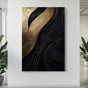 Black and Gold Abstract Canvas Print – Modern Luxe Wall Art - Etsy