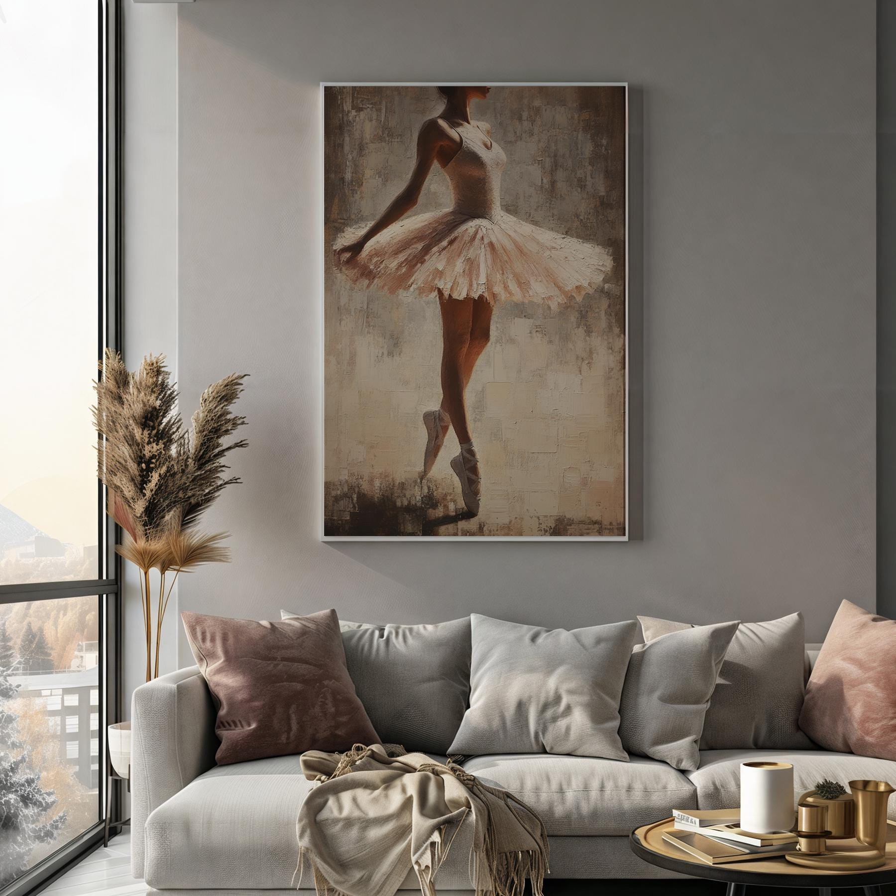 Ballerina Canvas Wall Art Elegant Dance Artwork Nursery Bedroom Home ...