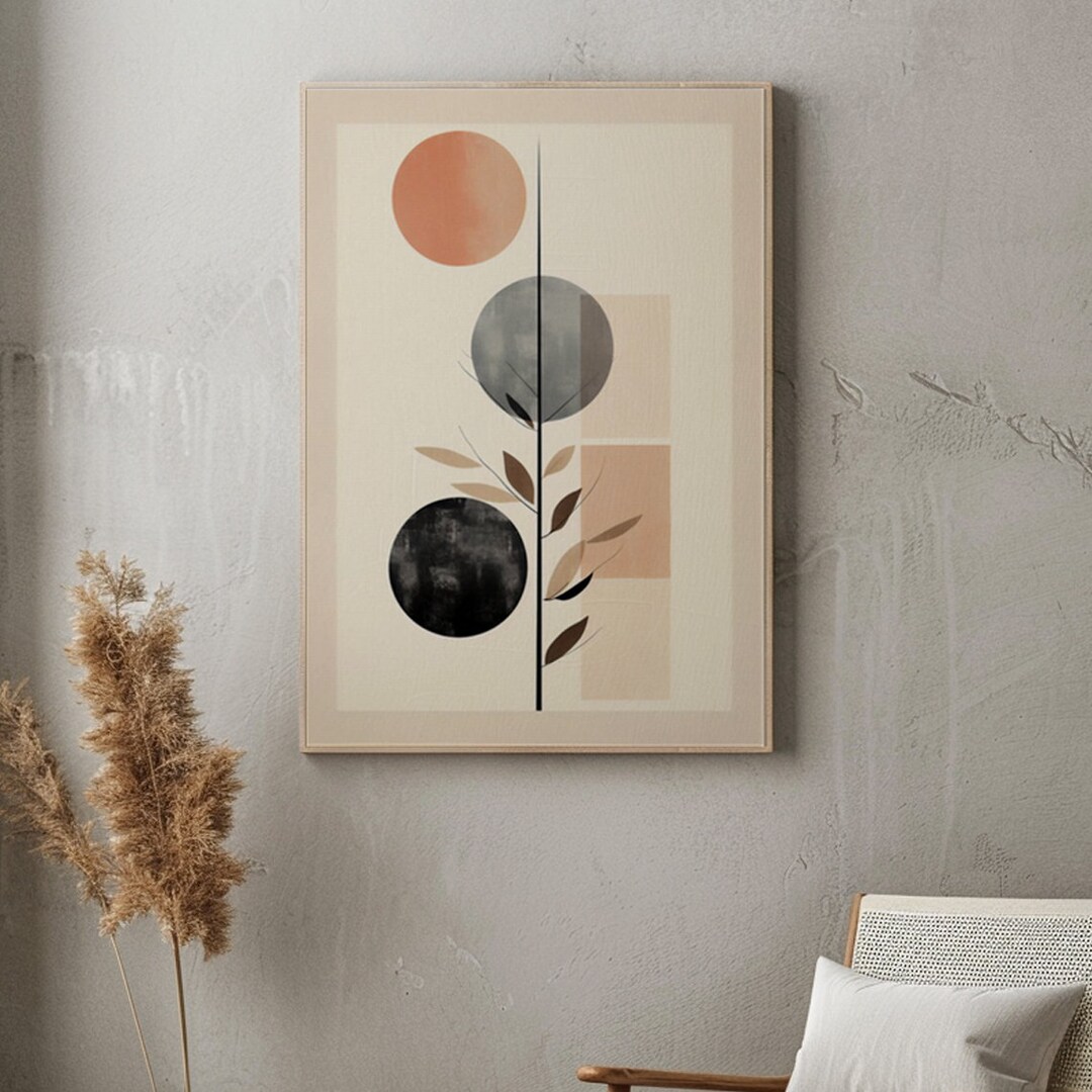 Japandi Canvas Wall Art Print Modern Geometric Shapes Minimalist Home