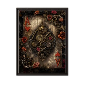 Steampunk Playing Card Wall Art Set 4 Piece Printable ACE Collection ...