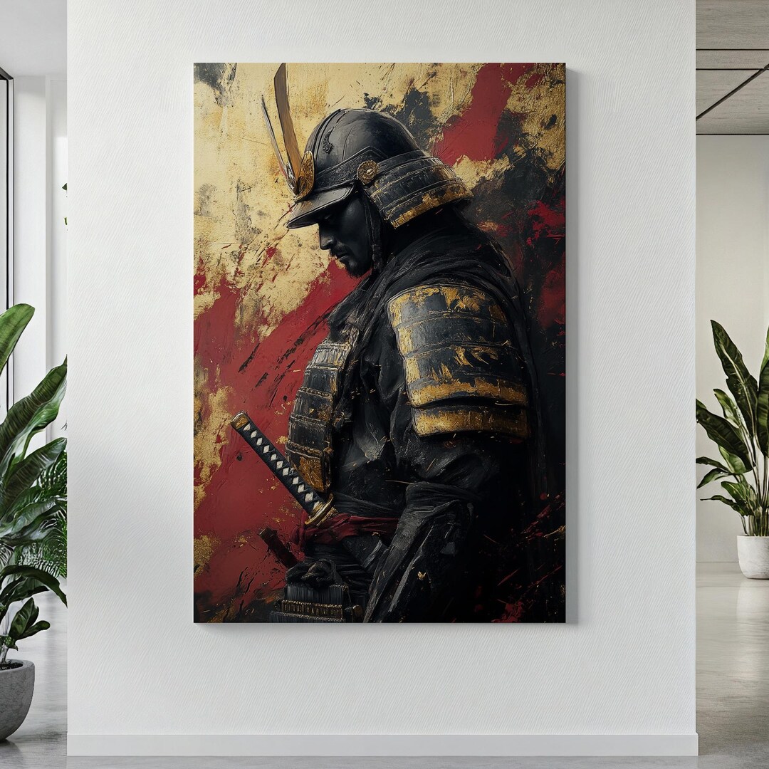 Japanese Samurai Warrior Canvas Print Wall Artwork, Home and Office ...