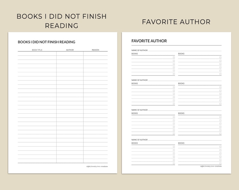 Reading Journal Printable PDF for Book Readers, Book Reading Planner - Etsy