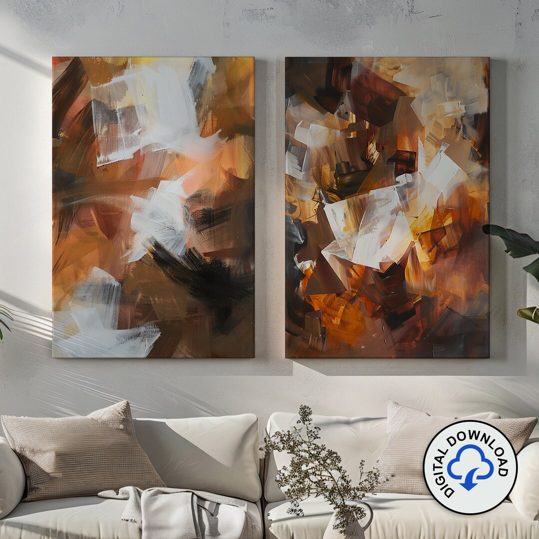 Abstract Print Modern Abstract Wall Decor, Printable Instant Download 2 Piece Art Set ...