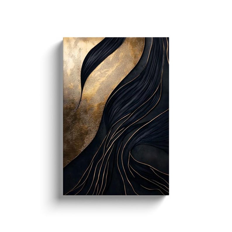 Black and Gold Abstract Canvas Print – Modern Luxe Wall Art - Etsy