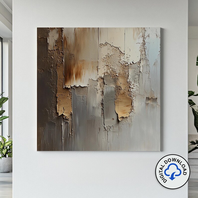 Modern Abstract Textured Artwork - Neutral Earth Tones - Printable ...
