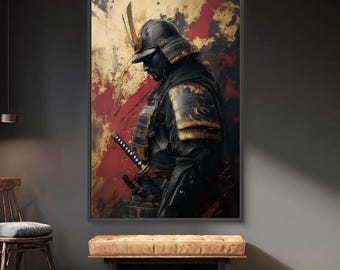 Japanese Samurai Warrior Canvas Print Wall Artwork, Home and Office Painting Decoration