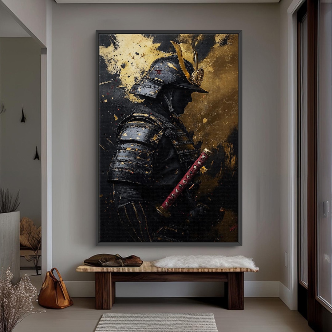 Samurai Warrior Canvas Print: Gold & Black Japanese Art - Etsy