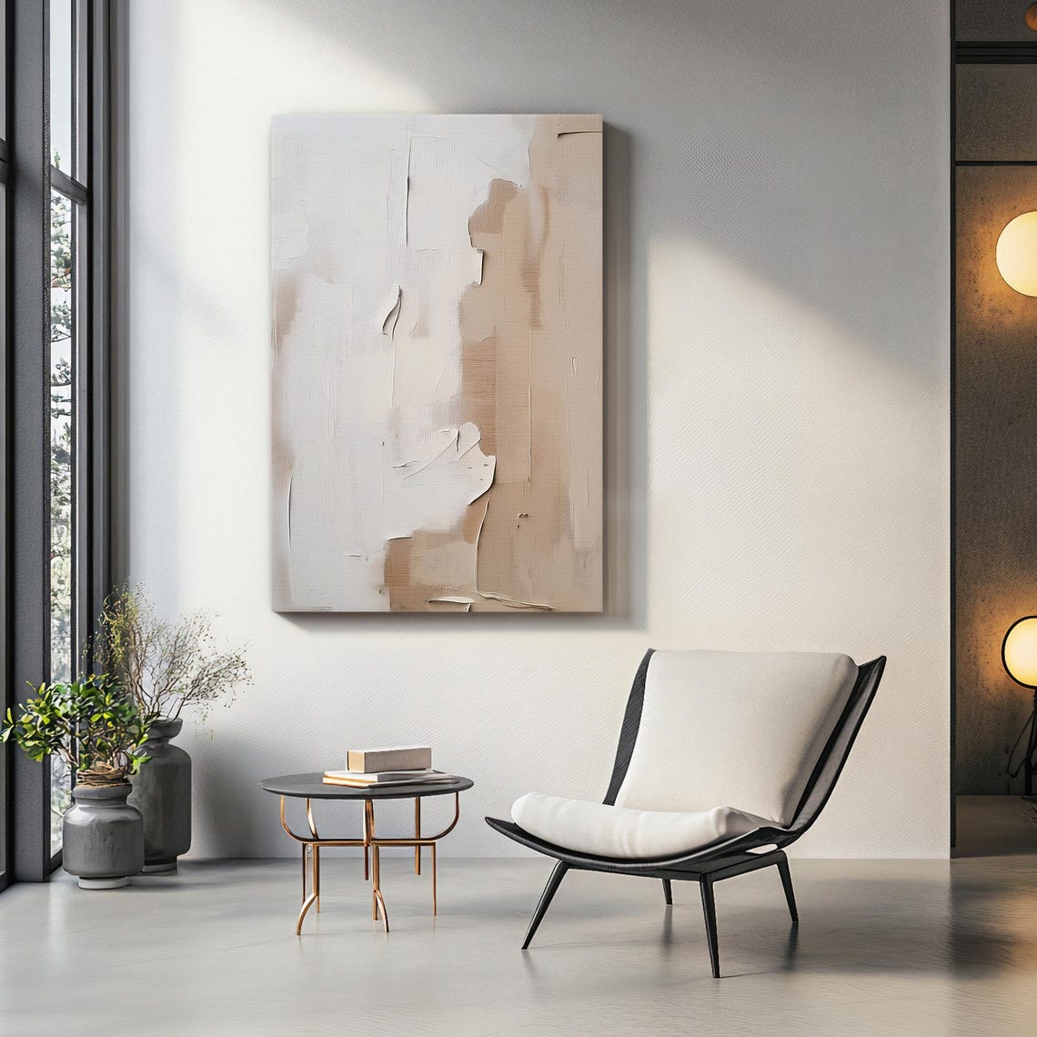 Minimalist Abstract Canvas Print Wall Art – Simple Neutral Tones ...