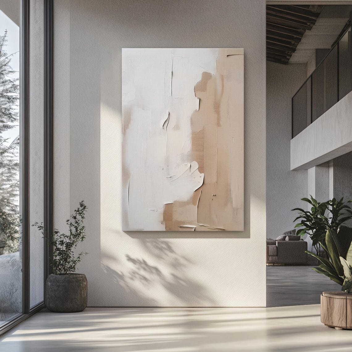 Minimalist Abstract Canvas Print Wall Art – Simple Neutral Tones ...