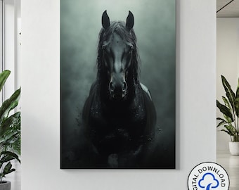 Black Stallion Fine Art Print – Equestrian Photography (Digital Download)